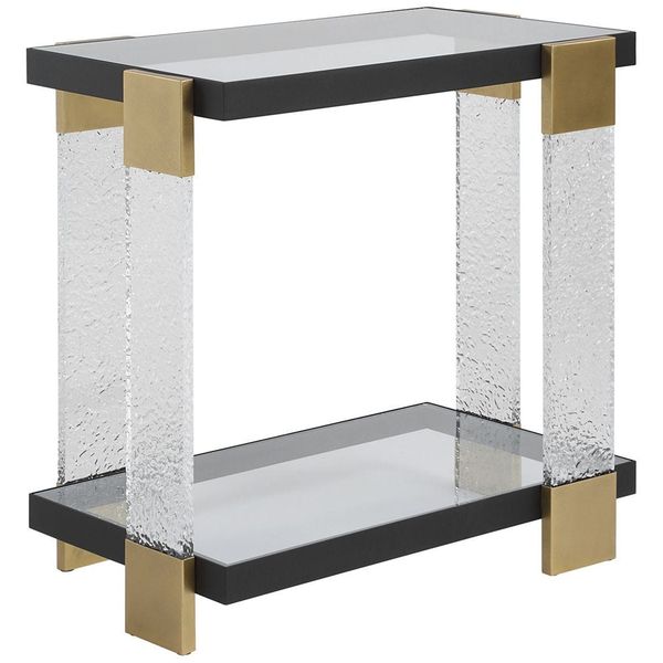 Tavolino laterale Bendena, Nero/Oro