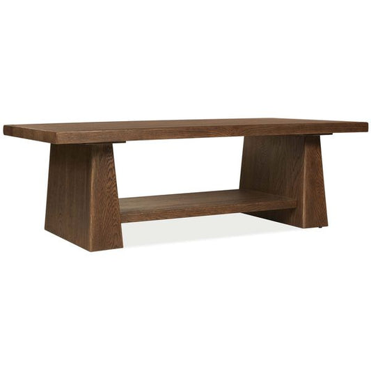 Tavolino cocktail rotondo legno fluttuante finitura Buckboard