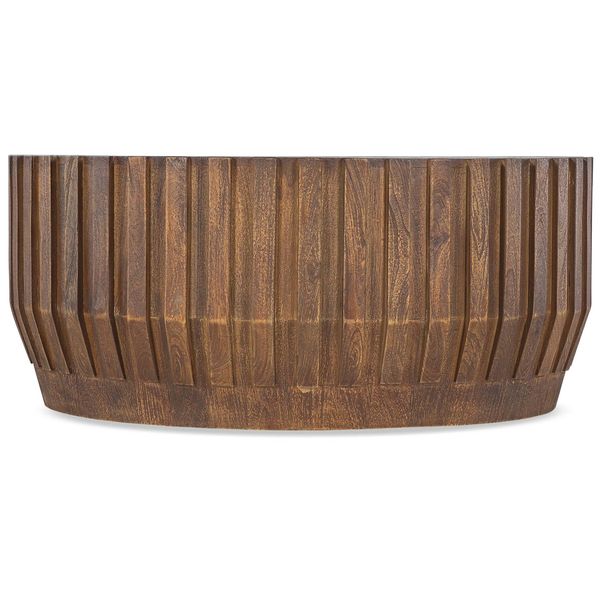 Tavolino cocktail rotondo Gears, Legno Naturale Medio