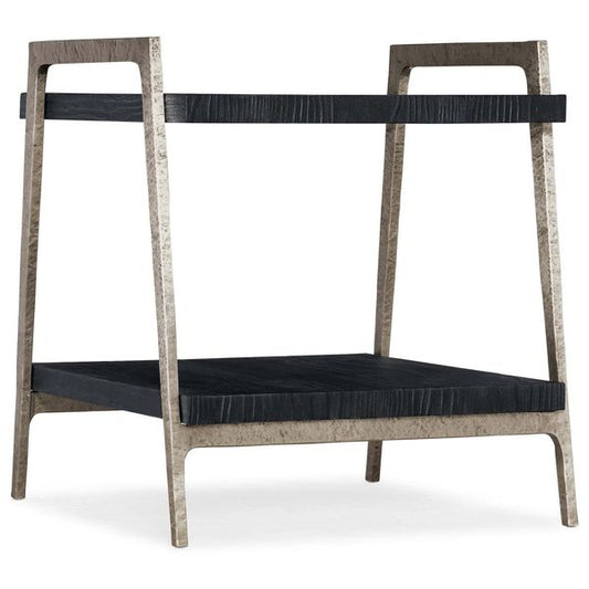 Tavolino d'angolo Chapman finitura Shou Sugi Ban nero carbonizzato